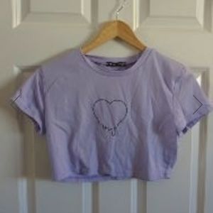 Shein Graphic Slim Fit Crop  Pullover Tee